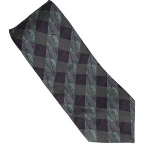 Audrey Buckner Silk Tie Mens Jacquard Black Purple Abstract Geometric VTG 57x4